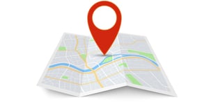 map-with-pin-red-direction-pointer-on-folded-city-map-gps-navigation-vector-id1176539841